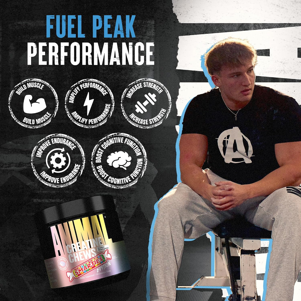 Animal performance creatine chews for gym routines