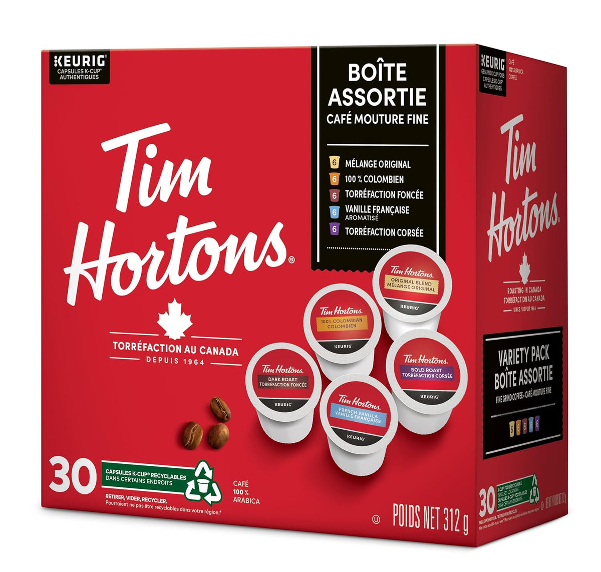 Tim Hortons coffee pods assortment for Keurig brewers