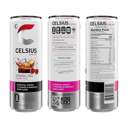 CELSIUS energy drink pack with cherry cola flavor