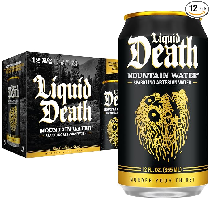 Liquid Death sparkling mountain water 12 pack cans