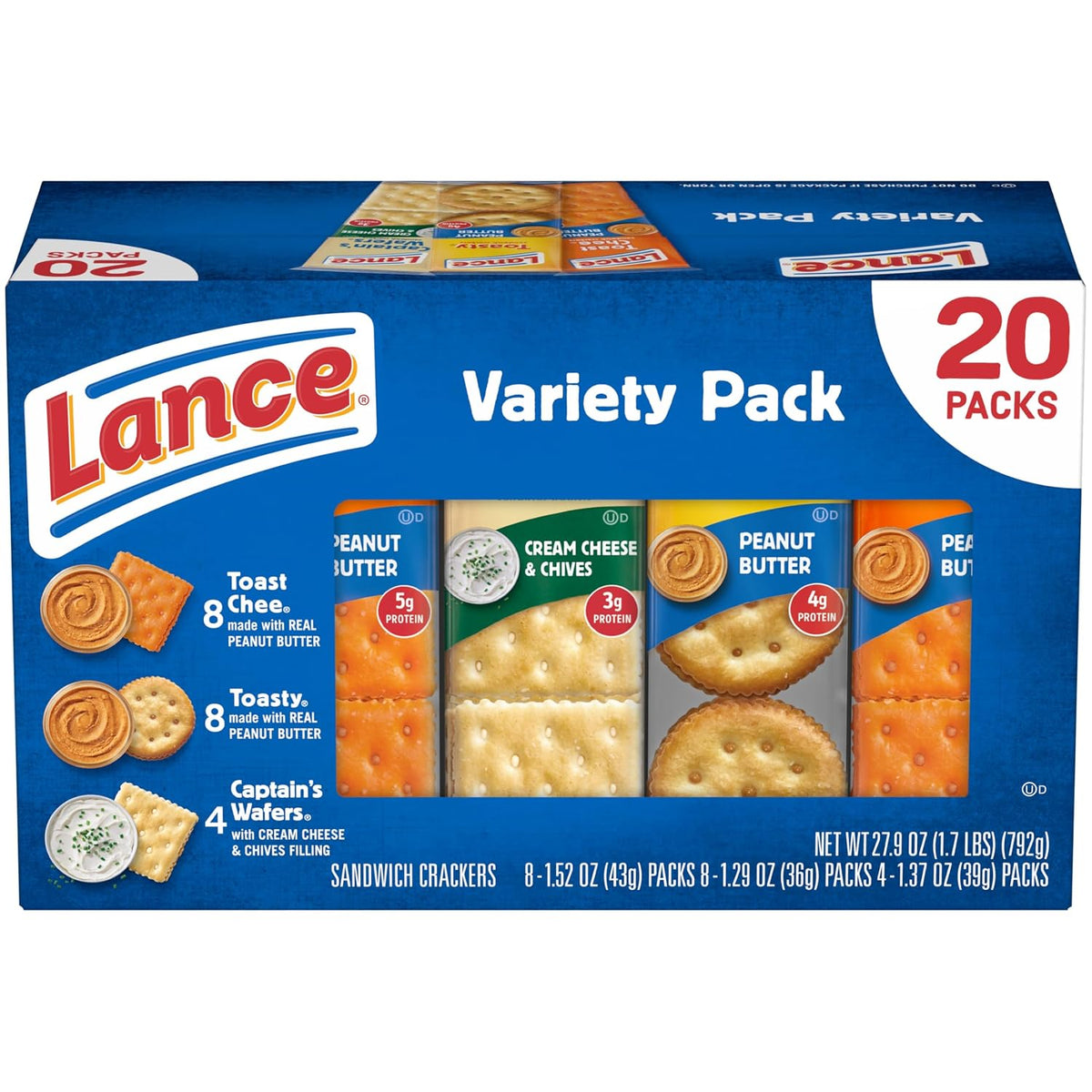 Lance sandwich cracker variety pack with peanut butter flavors