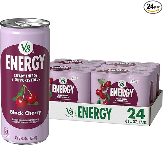 V8 Energy Black Cherry energy drink 24 pack cans