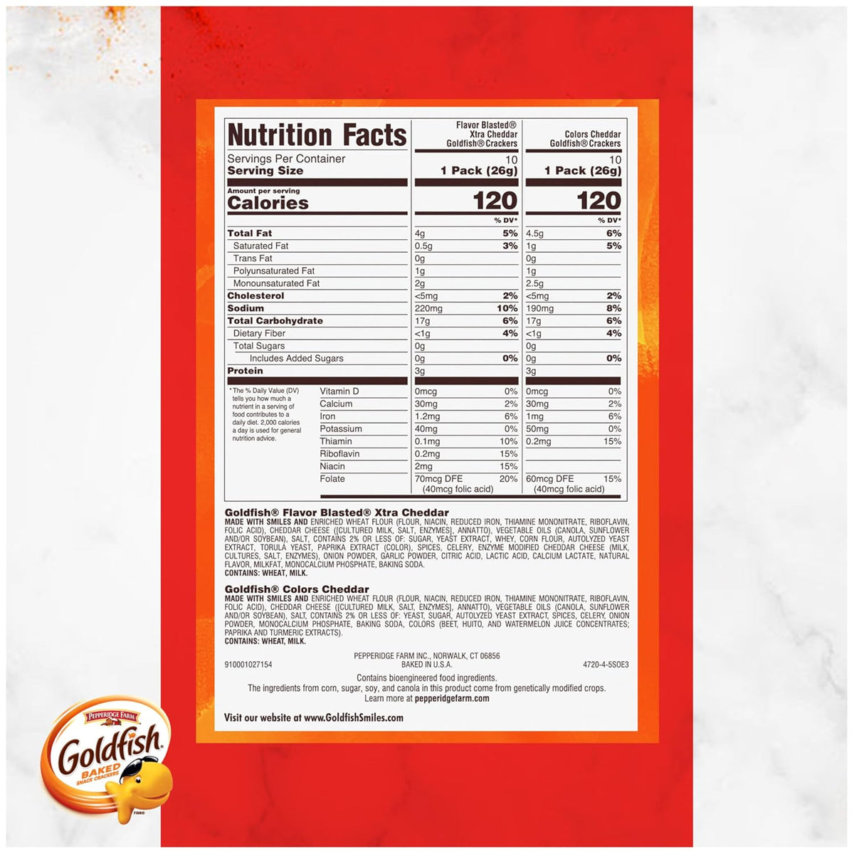 Goldfish single serve cheddar cracker snack packs