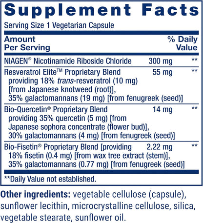 Life Extension vegetarian gluten-free NAD+ supplement bottle