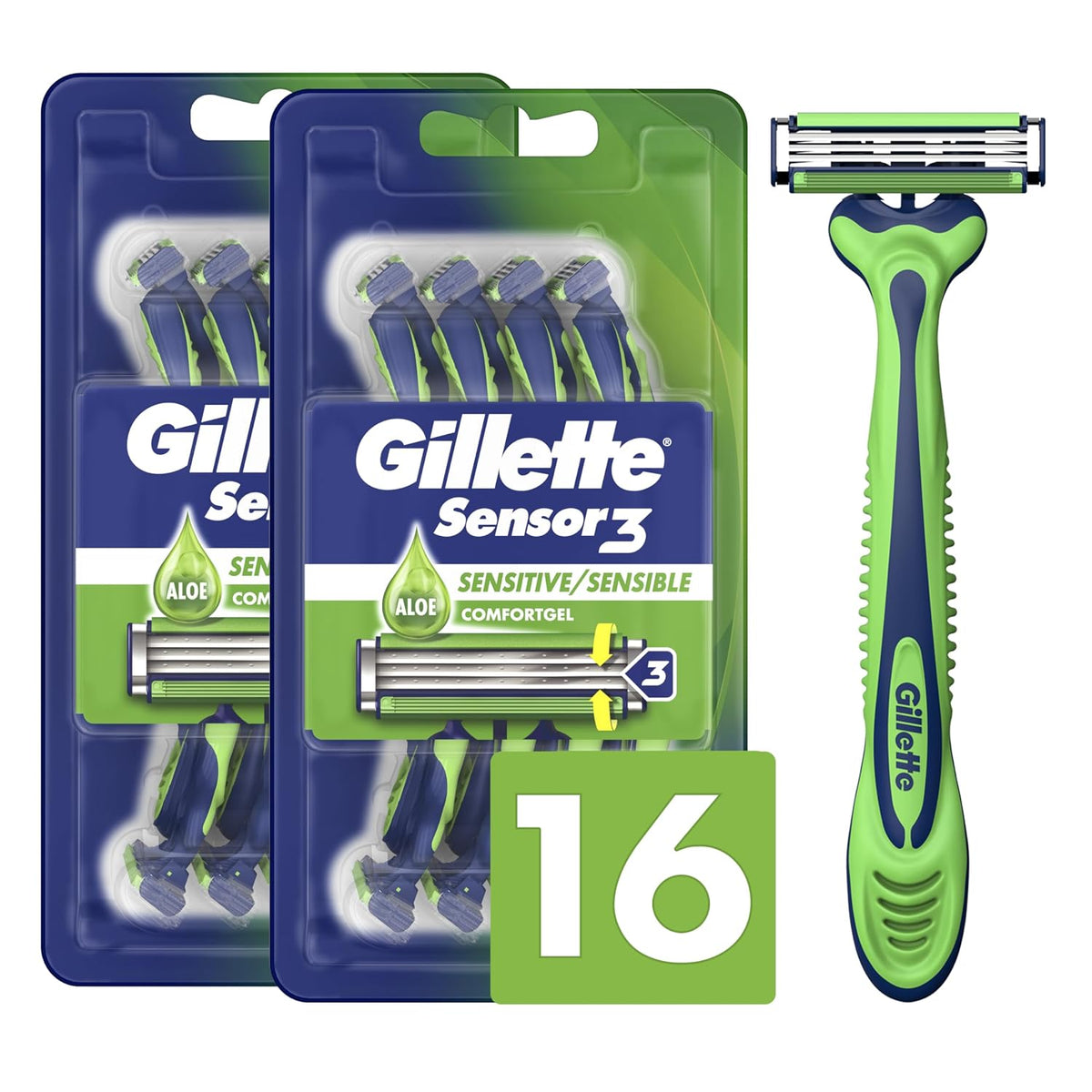 Gillette Sensor3 Sensitive men's razor packaging