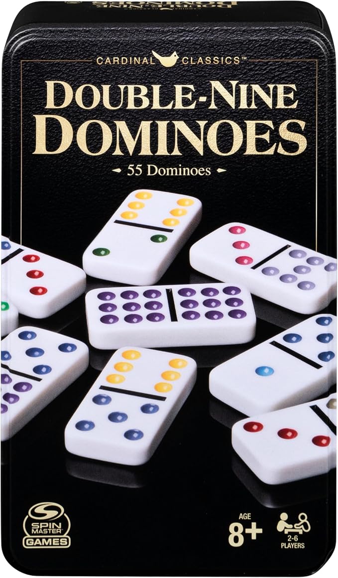 Spin Master Games Double 9 dominoes set in storage tin