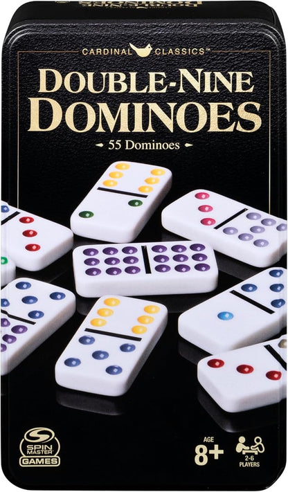 Spin Master Games Double 9 dominoes set in storage tin