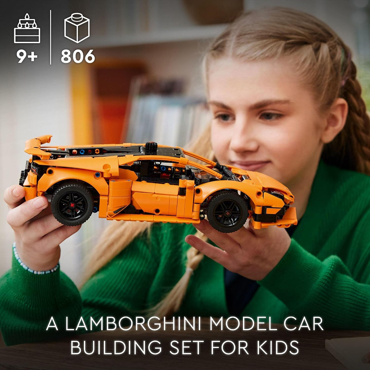 Orange Lamborghini Huracán Tecnica building set front view