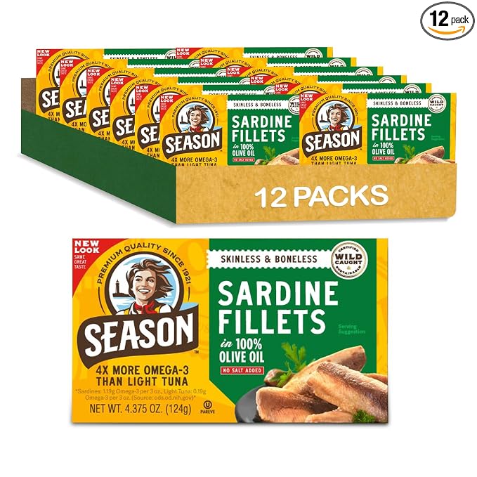 SEASON sardines in olive oil 12 pack tins