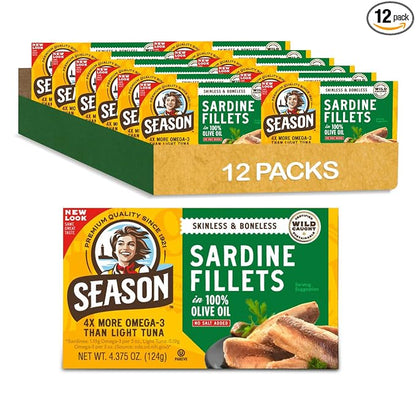 SEASON sardines in olive oil 12 pack tins