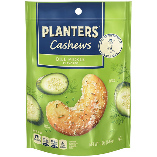 Dill pickle flavored cashews snack by PLANTERS