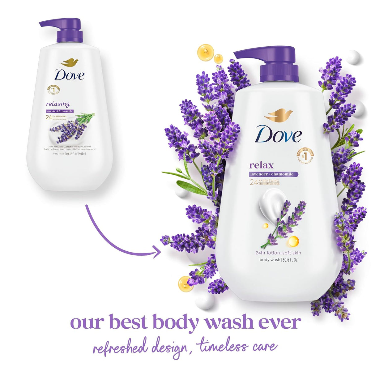 Dove Relax body wash gel formula lavender chamomile