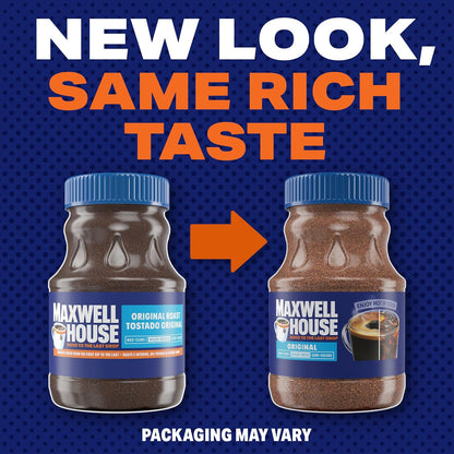 Maxwell House full-bodied instant coffee packaging