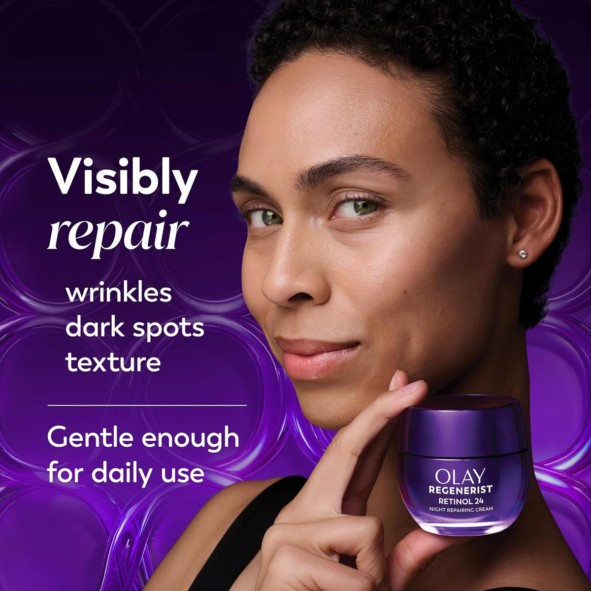Fragrance-free Olay night face moisturizer jar