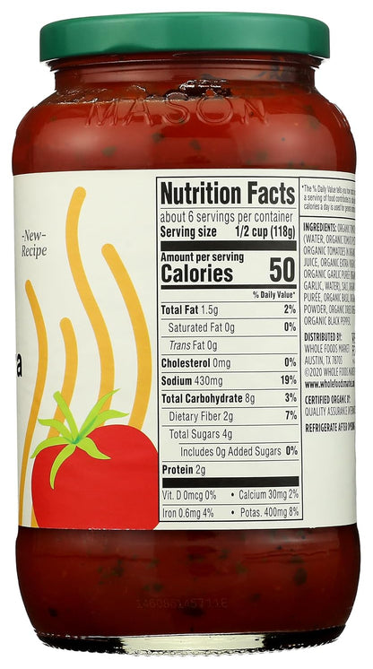 365 by Whole Foods Market Italian marinara sauce packaging