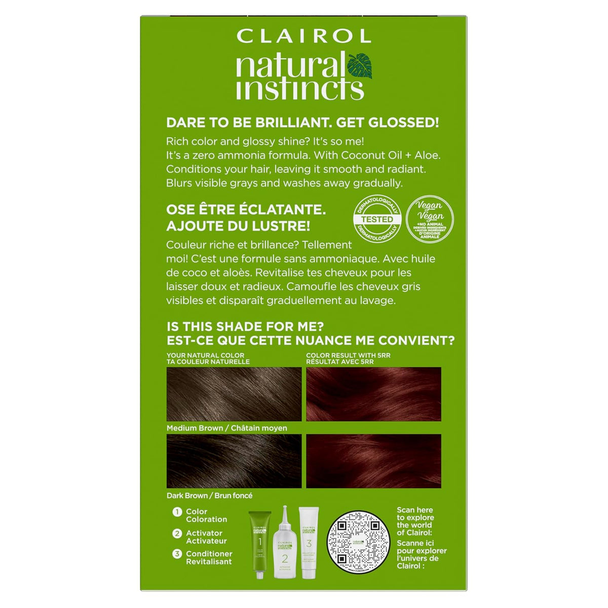 Clairol Natural Instincts zero ammonia hair dye packaging