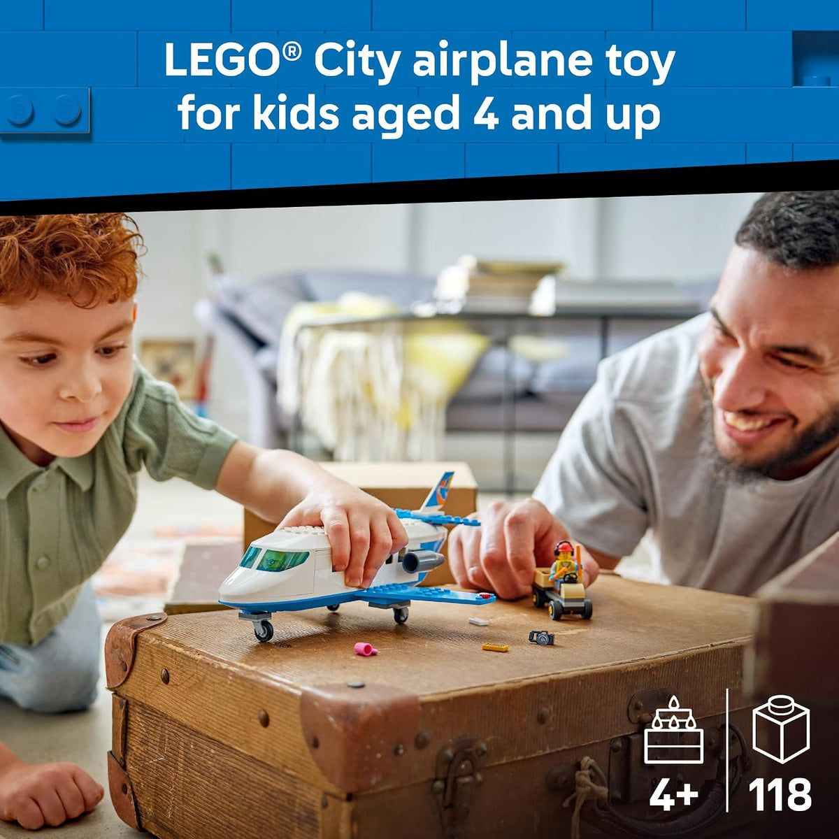 LEGO airplane building toy with cockpit and cabin