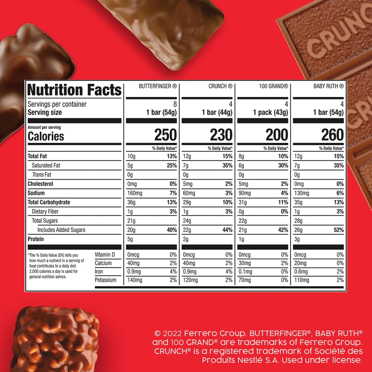 Full size chocolate candy bar variety pack