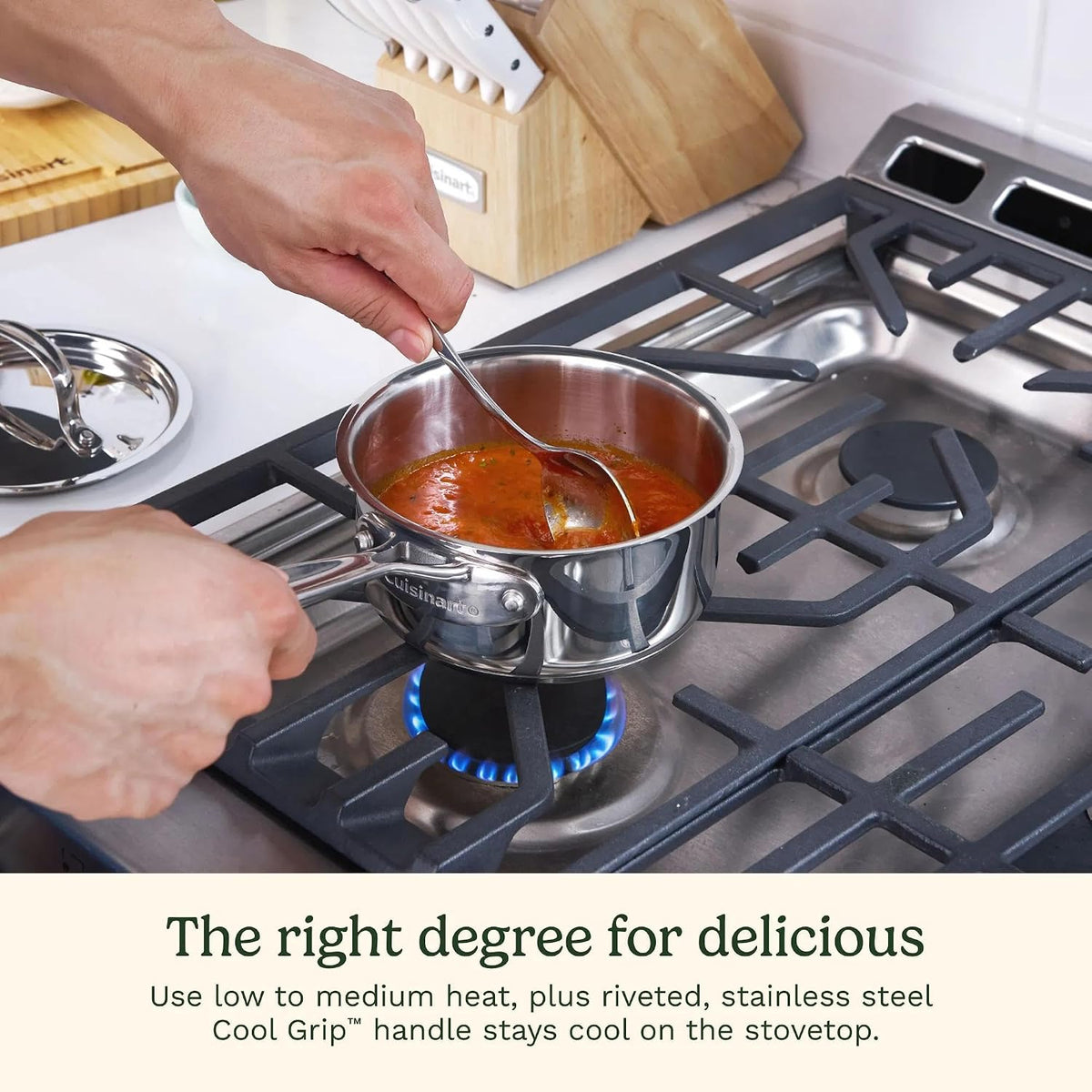 Stainless steel induction compatible saucepan