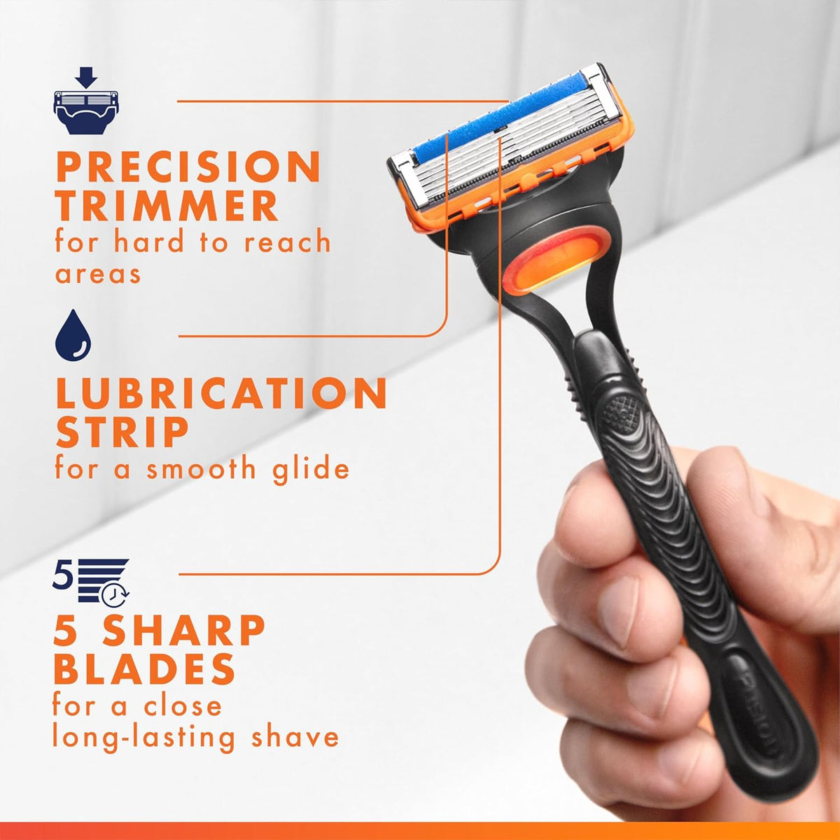 Gillette Fusion5 razor with Lubrastrip close shave design
