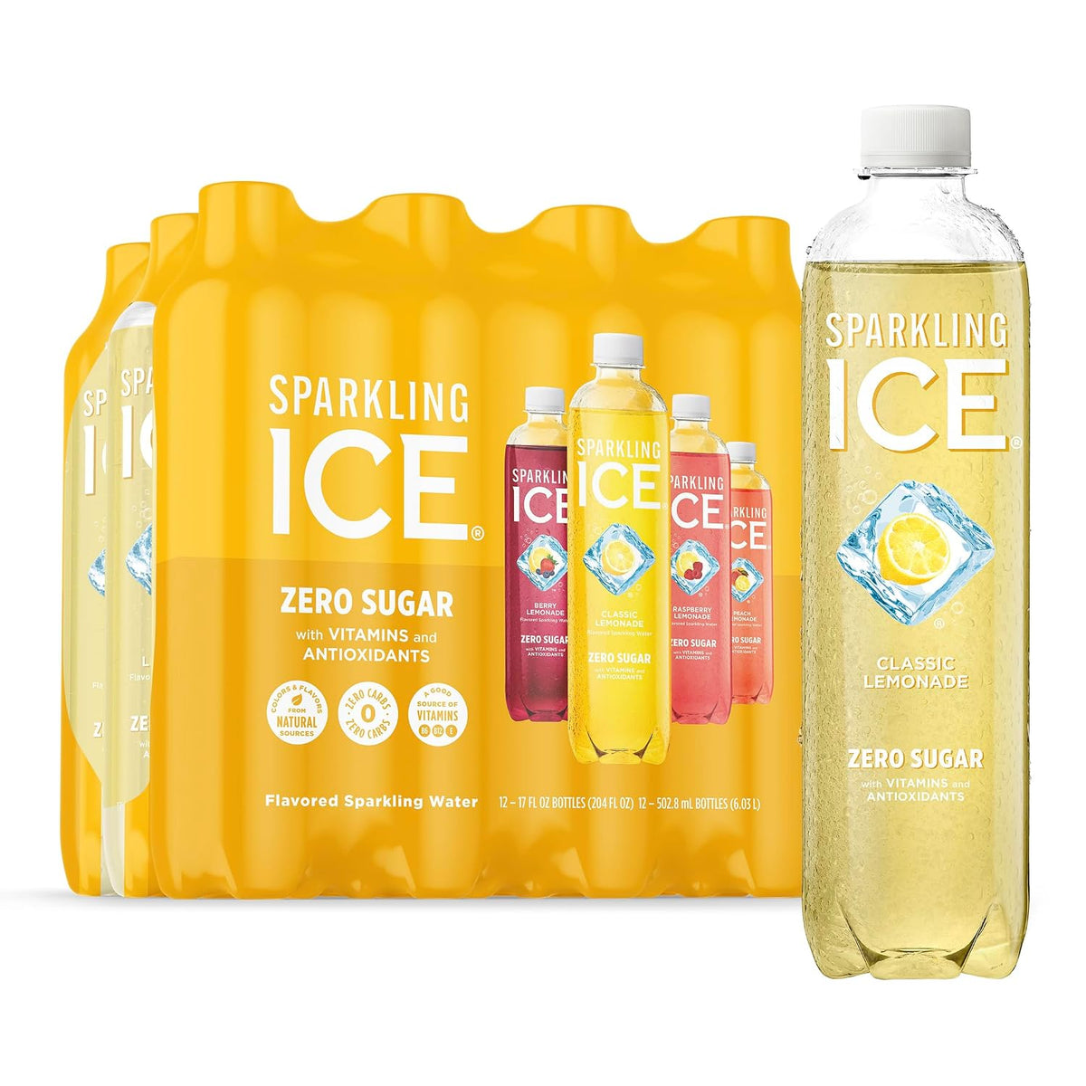 Sparkling Ice zero sugar lemonade sparkling water