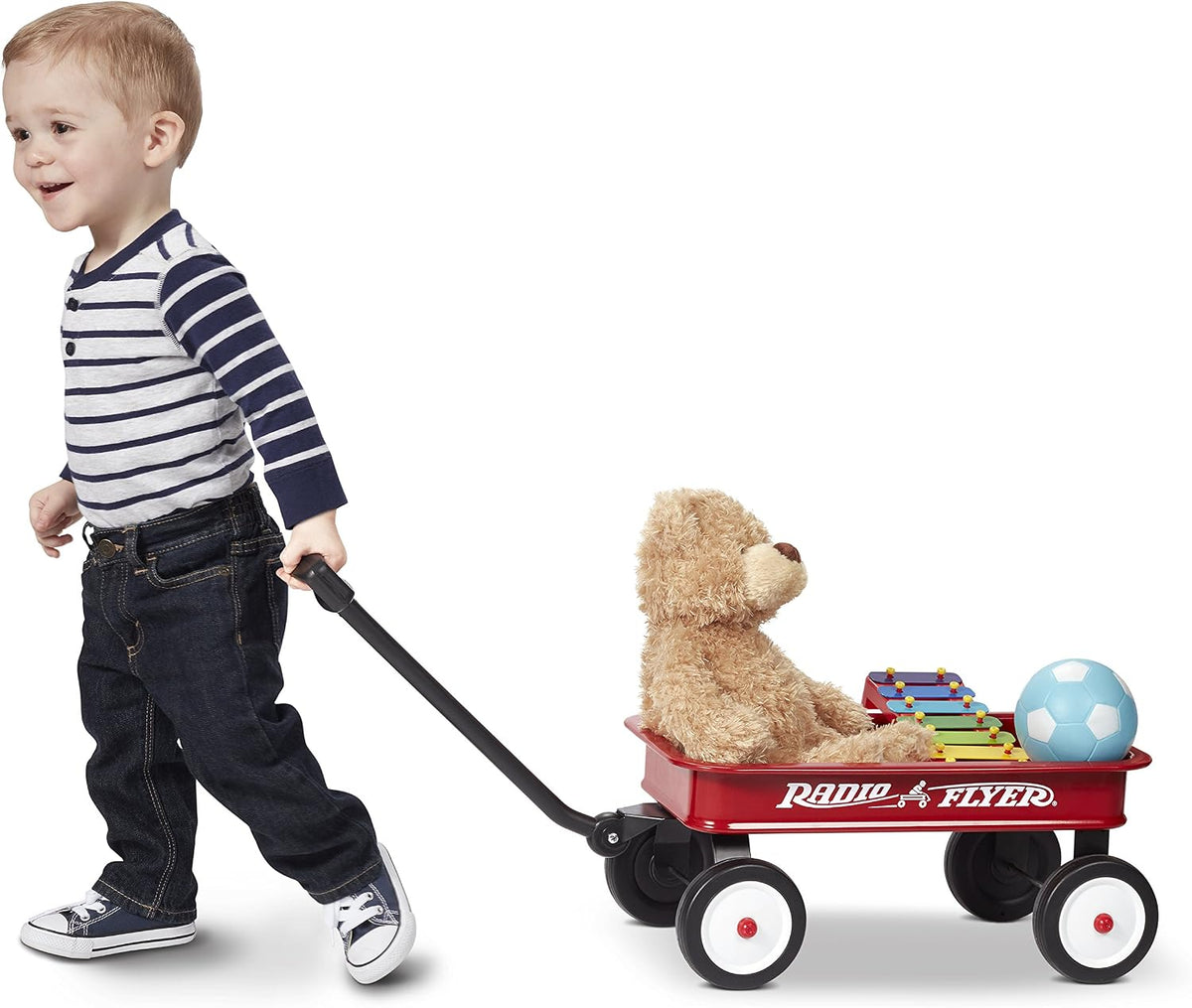 Small red pull-along wagon gift basket base