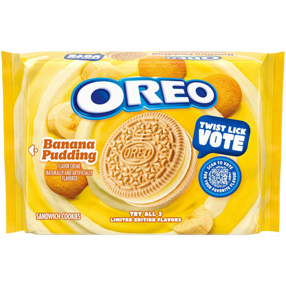 Limited edition Oreo banana pudding sandwich cookies