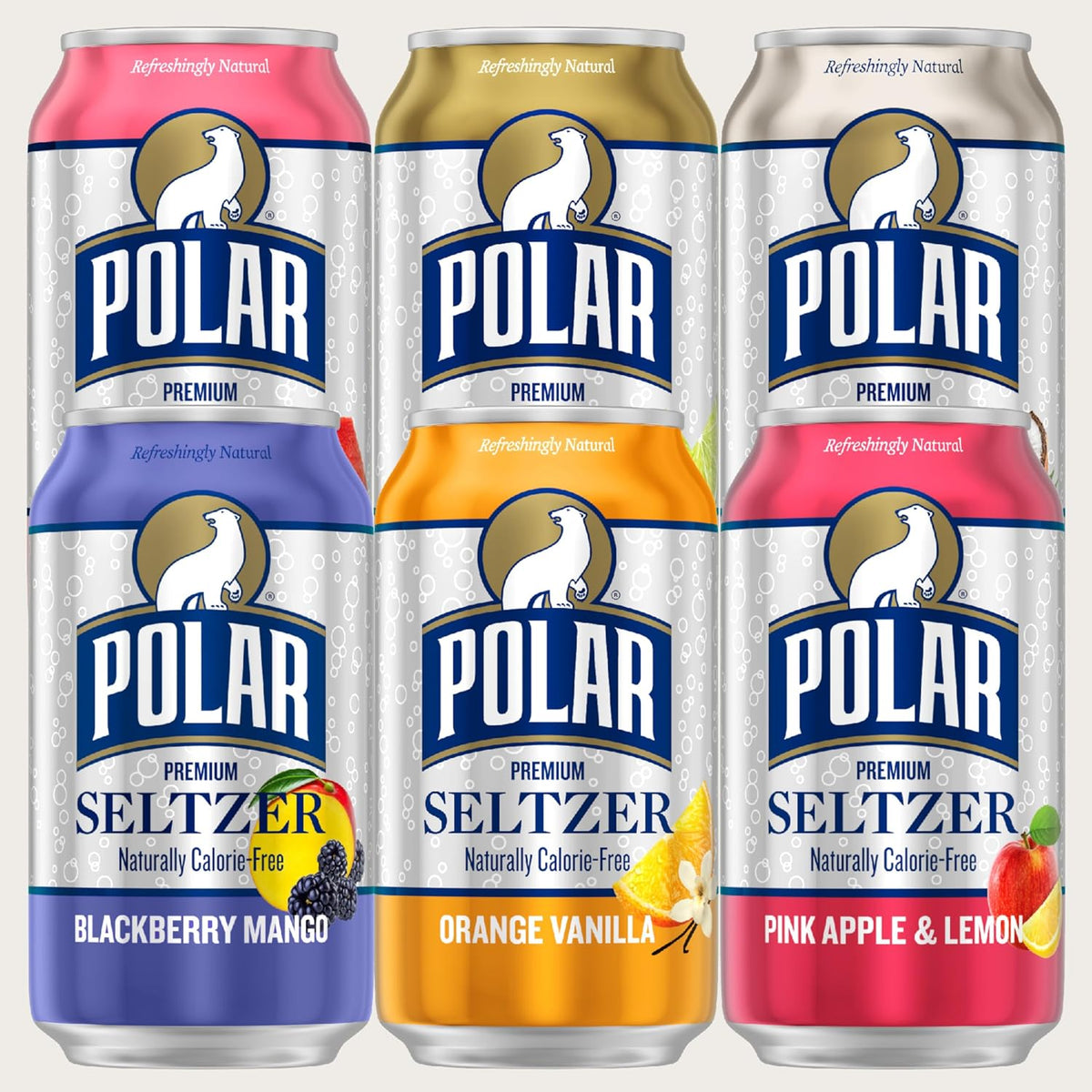 POLAR Seltzer no sugar sparkling water cans