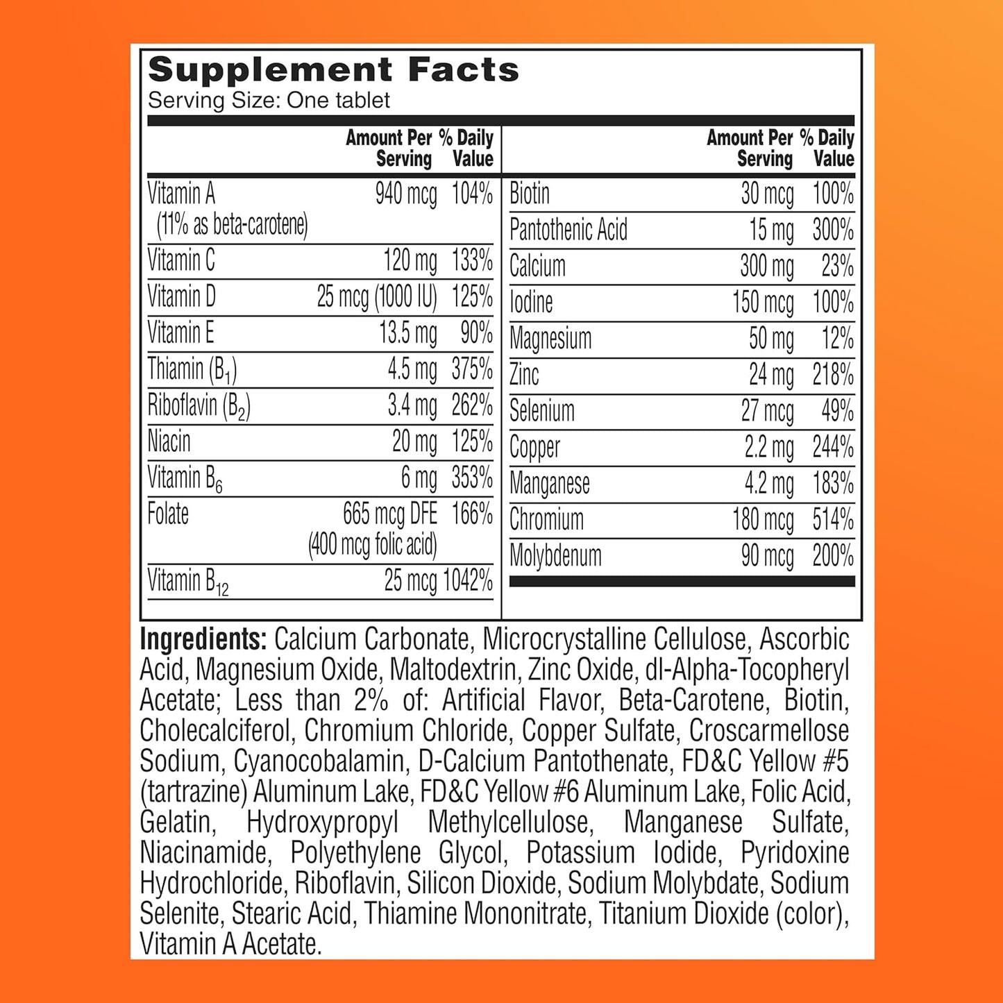 Visit the ONE A DAY Store — One A Day Multivitamin for Women 50 and Over Tablets, Womens Multivitamin 50 Plus with Vitamins D, C, E, Zinc & Biotin, Daily Vitamins for Woman 50+, 200 Ct (Packaging May Vary)