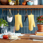 Butter yellow silicone oven mitt with cotton cuff