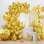 Gold latex balloons in five assorted sizes
