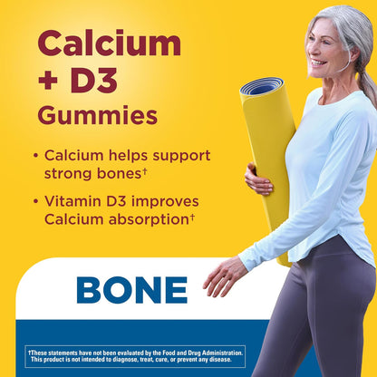 Assorted fruit flavor calcium gummies supplement bottle