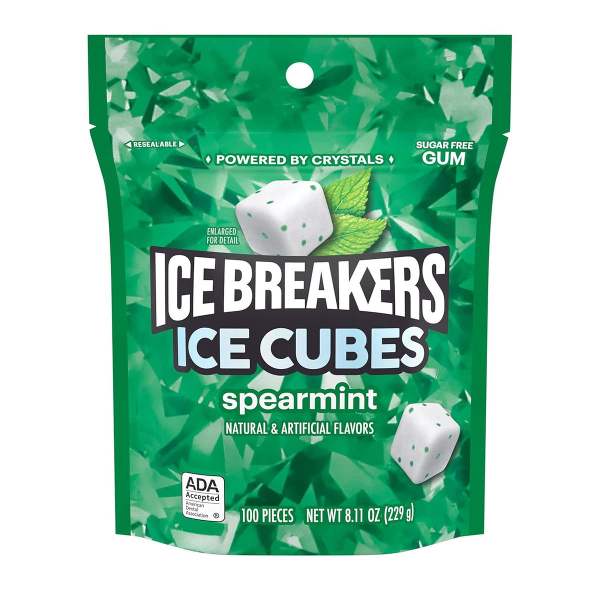 ICE BREAKERS ICE CUBES spearmint gum cubes packaging