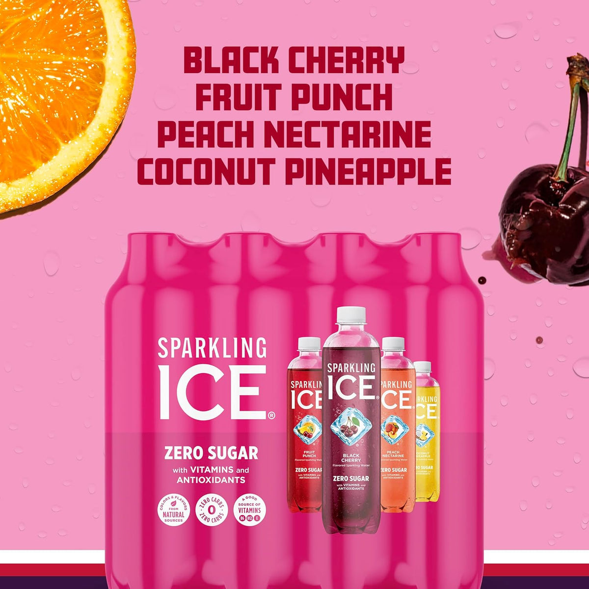 Sparkling Ice Pink Variety Pack zero sugar beverages