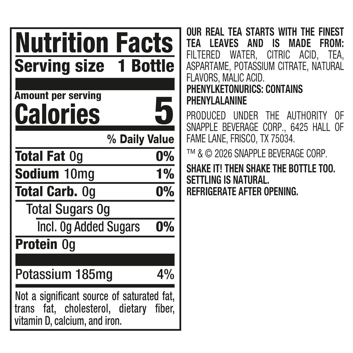 Snapple peach zero sugar iced tea multipack