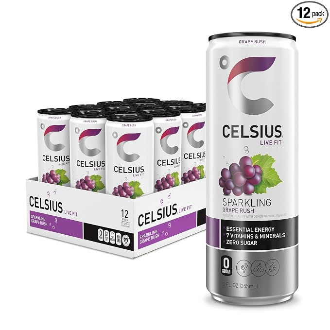 CELSIUS Sparkling Grape Rush sugar free energy drink 12-pack