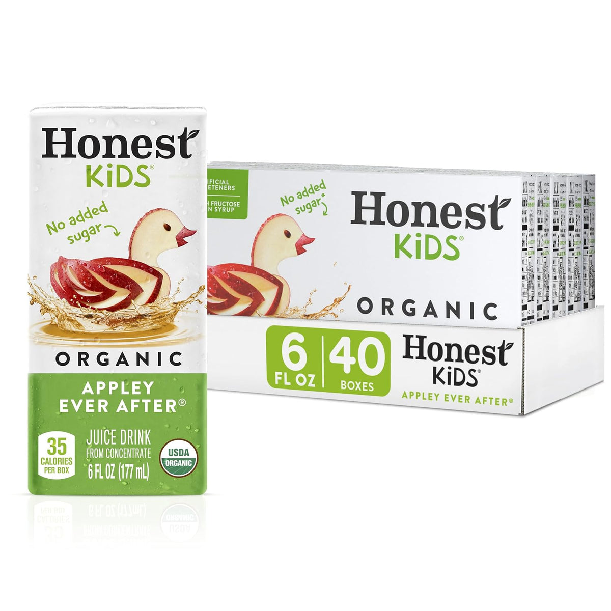Honest Kids organic apple juice drink box front packaging