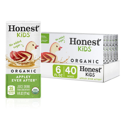 Honest Kids organic apple juice drink box front packaging