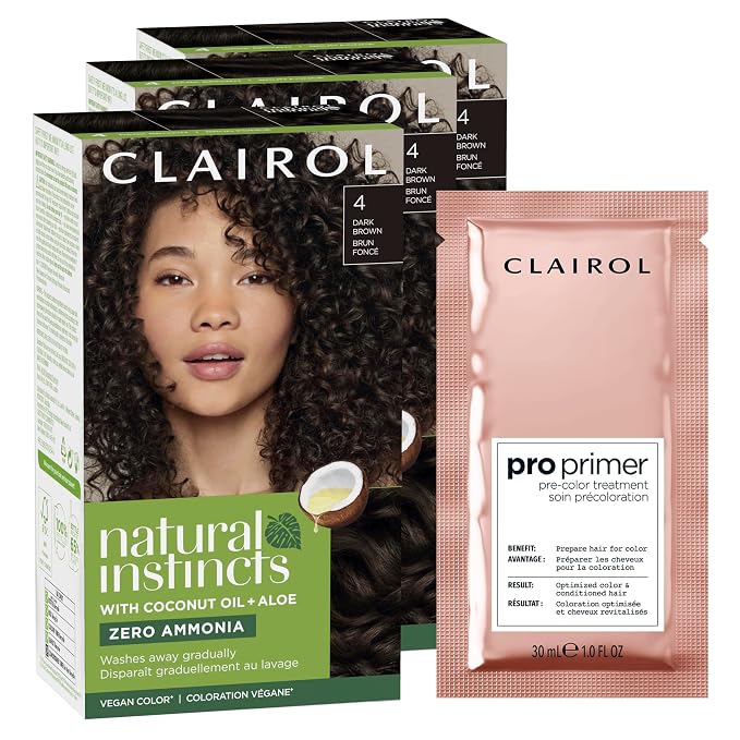 Clairol Natural Instincts 4 Brown hair dye 3 pack