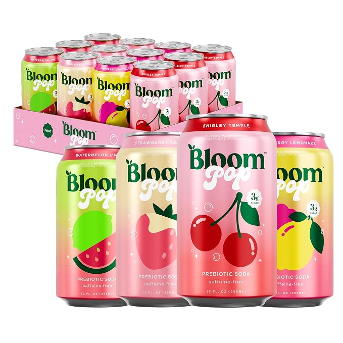 Bloom Pop Prebiotic Soda variety pack 12 pack