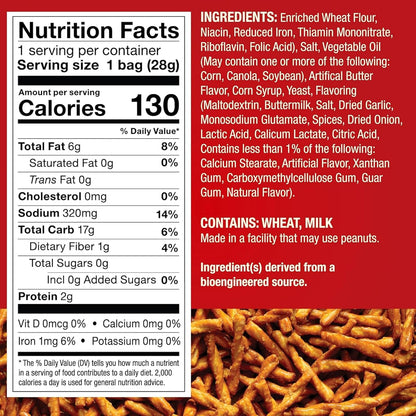 Seasoned pretzel twists in 1 oz snack bags