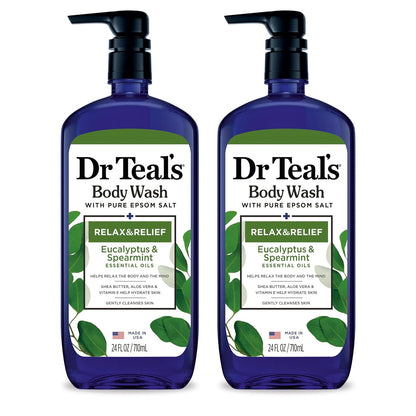 Dr Teal's eucalyptus spearmint body wash bottles