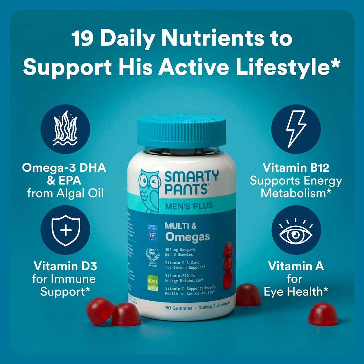SmartyPants raspberry lemonade vitamin gummies for men