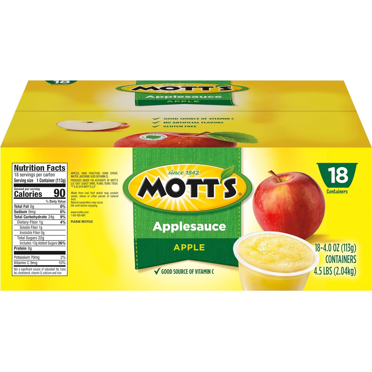 Single serve Mott's applesauce cups for lunches