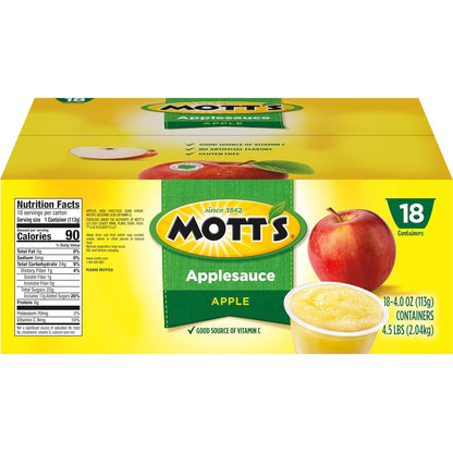 Single serve Mott's applesauce cups for lunches