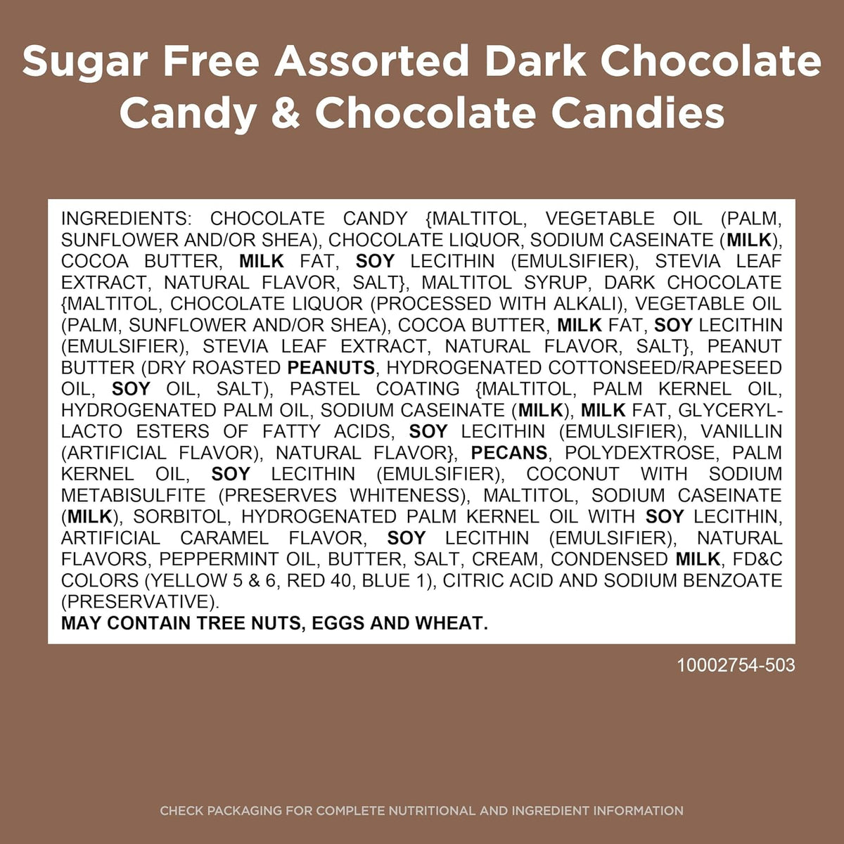 Individually wrapped sugar free chocolate candies