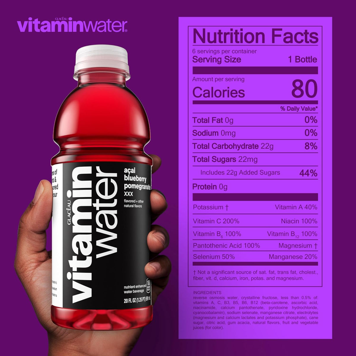 Acai-blueberry-pomegranate vitaminwater XXX beverage