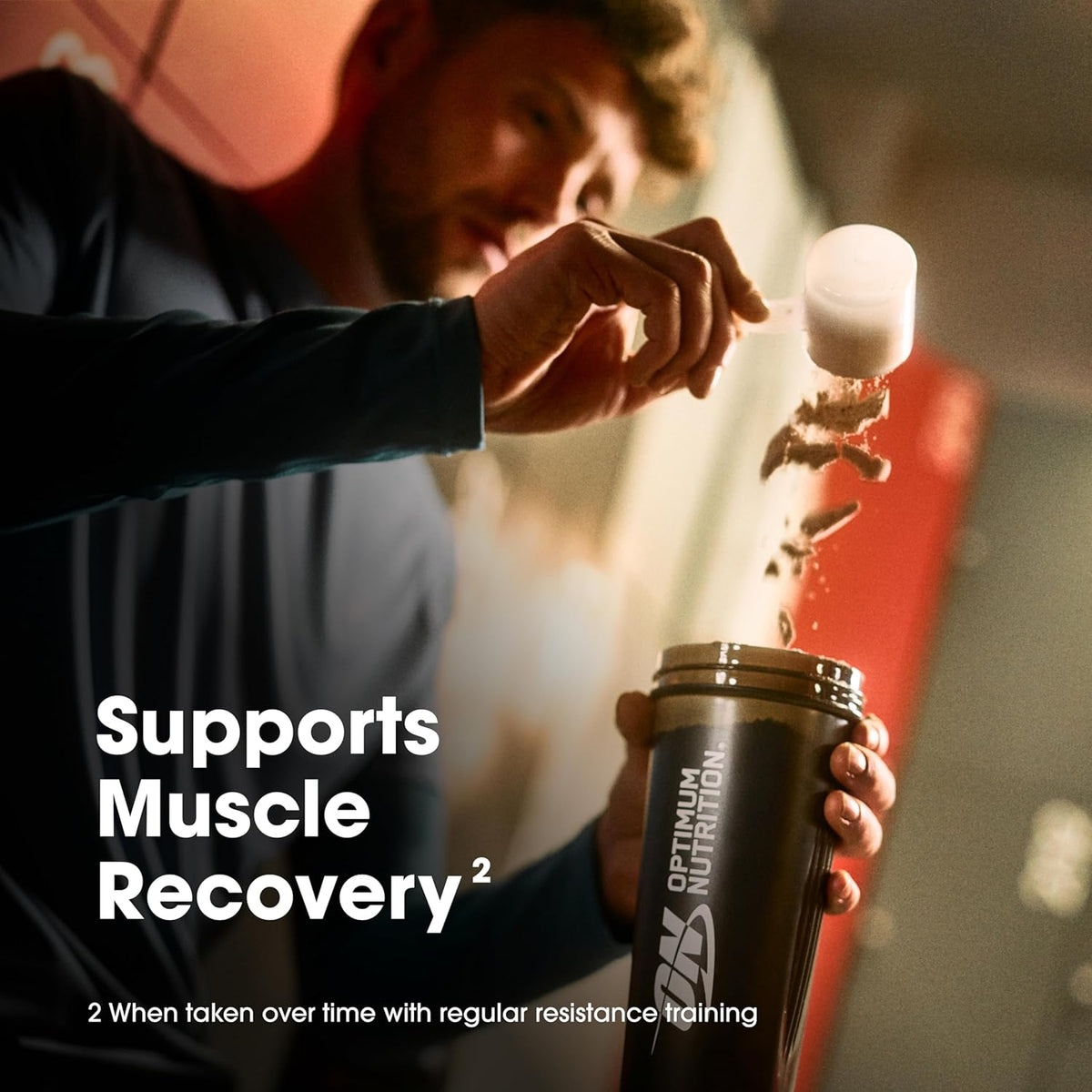Chocolate whey protein powder for workout recovery