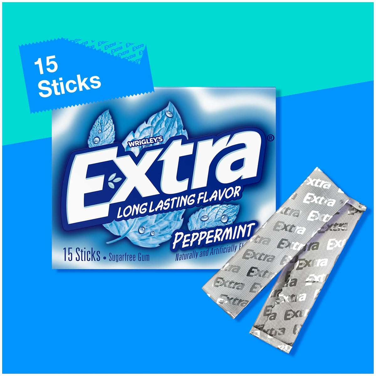 EXTRA Peppermint 15 stick chewing gum pack