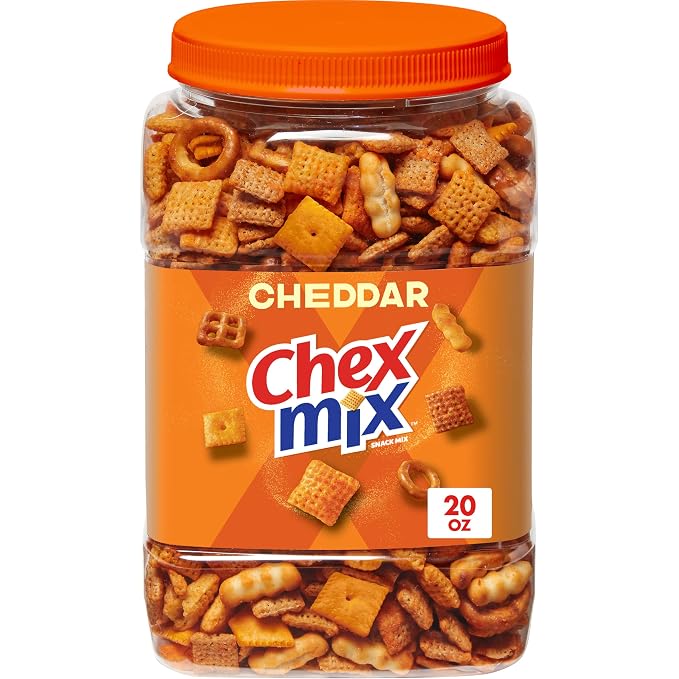 Chex Mix Cheddar Snack Mix resealable 20 oz tub